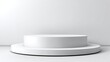 © Stock by Hemal - High-quality photo of modern podium or pedestal display with platform concept on white background. Blank shelf stand for showing product. 3D rendering.