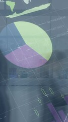 Poster - Animation of financial data processing over diverse business people walking in modern office