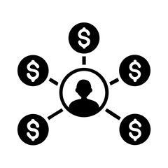Poster - Person connected to money streams concept for financial network and investment strategy icon