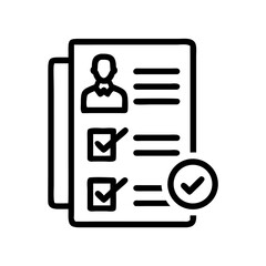 Poster - Candidate profile checklist vector icon for recruitment process and job application form