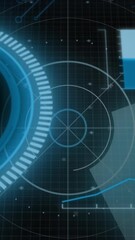 Poster - Animation of illuminated circles over radar and graphs against black background