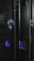 Poster - Animation of globes and data processing over server room