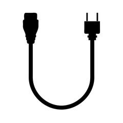 Leinwandbilder - Power cord cable connector plug silhouette vector image for electronics and appliances power supply needs