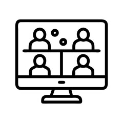 Aufkleber - Online meeting conference call video call team meeting computer screen people vector icon design