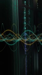 Poster - Animation of data processing against computer server room