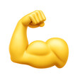 © Chayon Creative - Glossy Yellow Arm Flexing Bicep Emoji on transparent background.
