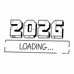 Poster - The year 2026 with a loading bar isolated on white background