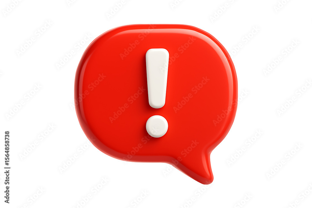 Alert Notification Icon 3D Red Design Isolated on a Transparent ...