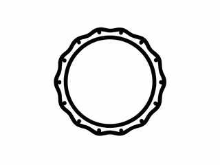 Poster - Illustration of a circular frame with scalloped edges and small dots along the inner border line design