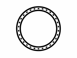 Poster - A black and white circular shape with a dotted ring inside a larger ring on a white background