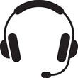 © SurrealSee - Headset vector icon call center support customer service headphones microphone communication black and white 100 on transparent background