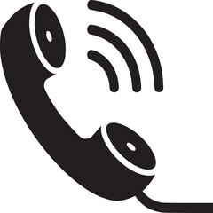 Poster - Phone call icon vector illustration of telephone receiver with sound waves for communication 100 on transparent background