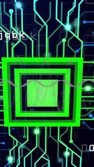 Poster - Animation of colourful connections over data processing and processor