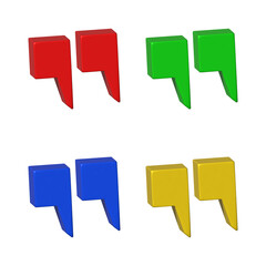 Fototapete - Colorful quotation marks in red, green, blue, and yellow stand out against a transparent background, creating a vibrant and modern graphic resource.