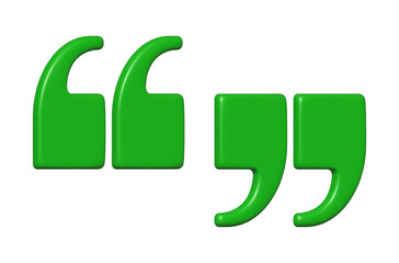 Fototapete - A striking green quotation mark graphic element against a black backdrop, useful for emphasizing text, signifying quotes, or adding visual appeal to designs, transparent background.