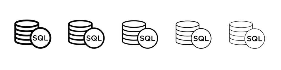 SQL icon web Vector collection in black strokes