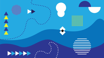 Poster - Abstract Background with Geometric Figures in Marine Colors. Graphic design elements and resources vector art