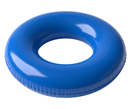 Isolated blue inflatable swimming ring for summer fun and water safety equipment on transparent background