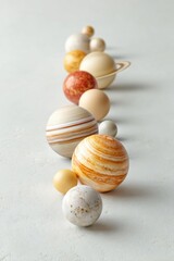 Aufkleber - Modern Planet Alignment Concept with Detailed Solar System Planets in a Minimalistic Setting for Science Education and Digital Content Creation