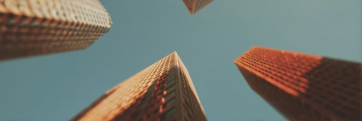 Poster - Reflective Corporate Skyscrapers in Urban Cityscape Highlighting Business Growth Ambition and AI-Driven Innovation in Modern Commercial Architecture