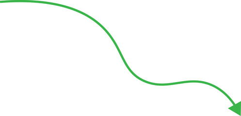 Poster - Green arrow curve pointing downwards on white background