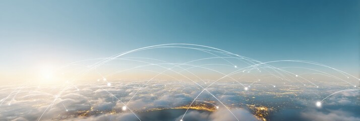 Aufkleber - Premium Modern Satellite Network Above Earth High-Quality Global Digital Connections for Tech Business Marketing and Futuristic Smart City Advertising
