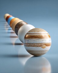 Poster - Modern Planetary Alignment with Unique Surface Textures for Business Teamwork and Coordination in Space-Themed Presentations