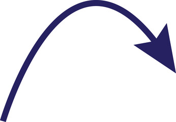 Poster - Dark blue curved arrow pointing down and right