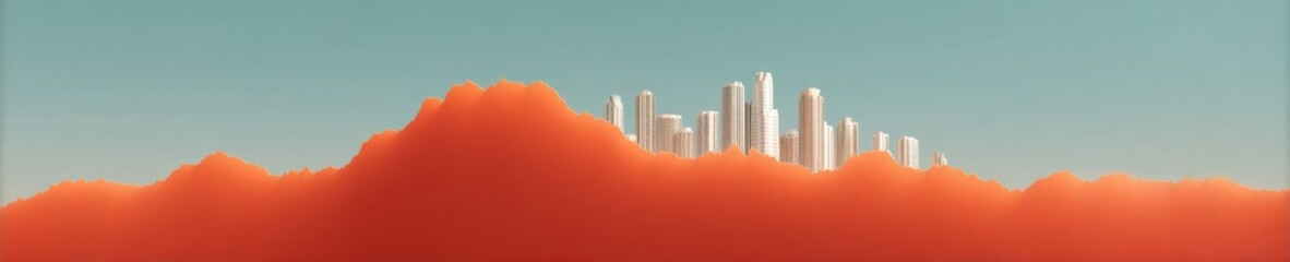 Aufkleber - Urban Financial Downturn Concept with Collapsing Stock Market Line and City Skyline Silhouettes Highlighting Economic Instability and Market Risk Trends