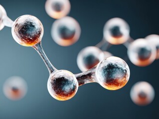 Aufkleber - Quantum molecular structure with interconnected spheres in dynamic digital network design, symbolizing AI innovation and scientific growth in tech and analytics