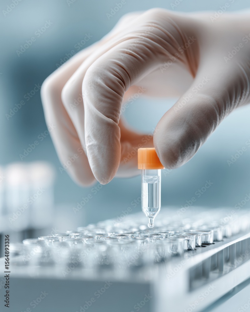 Lab Sample Testing Precision Laboratory Testing with Gloved Hand Loading Sample into ...