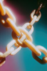 Poster - Quantum Cloud Blockchain Chain Links Symbolizing Secure Distributed Ledger Networks and Transparent Digital Transaction Systems in Tech Finance