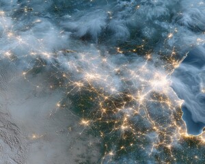 Aufkleber - High-Precision HD Map of North America at Night with Illuminated Cities and Visible Borders Highlighting Urban Connectivity and Navigation Technology