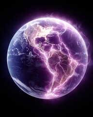 Aufkleber - Futuristic Hd Maps Global Earth Model with Illuminated Lightning Network on Sphere for Tech Innovation and Worldwide Connectivity Campaigns