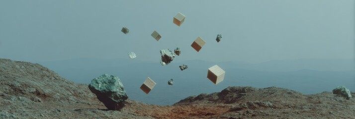 Poster - Crystalline Qubit Processor Floating in Zero-Gravity Lab with Holographic Quantum Bits - Advanced Physics Innovation for Future Tech Research and Marketing