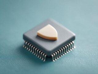 Aufkleber - Digital Security Shield Icon Embedded on Microchip Circuit Board with Modern Tech Texture for Cybersecurity and Data Protection Innovation