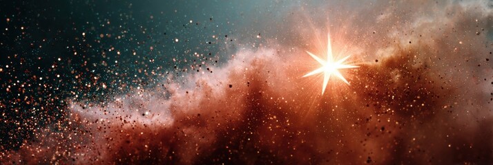 Aufkleber - Cosmic Guidance Star Shining with Luminous Energy Amidst Celestial Dust for Inspirational Branding and Digital Marketing in Modern Wellness and Mindfulness