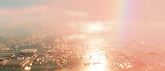 Poster - Quantum Cloud AI Chip with Intricate Circuit Patterns Highlighting Advanced Microprocessor Design for Technology Marketing and Artificial Intelligence Innovation