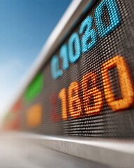 Poster - Modern Digital Ticker Screen Displaying SandP 500 Financial Data Premium Authentic Corporate Content for Business Marketing and Investment Promotion