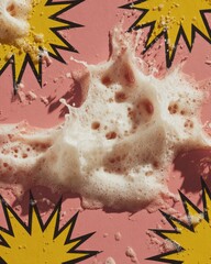 Poster - Extreme Close-Up of Moisturized Skin Texture with Foam and Moisture Barrier for Natural Skincare and Stretch Mark Prevention Campaigns