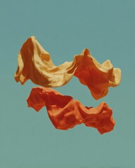 Aufkleber - Dynamic Three-Dimensional Flowing Sound Waves in Vibrant Orange and Yellow Abstract Forms Symbolizing Immersive Digital Technology and Innovation