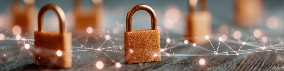 Aufkleber - Modern Secure Network with Glowing Padlocks Premium Cybersecurity Technology for Confident Digital Protection in Business and Marketing Content