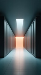 Poster - Modern high-quality data center server racks with illuminated panels for reliable uptime and secure network performance in professional tech marketing content