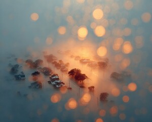 Aufkleber - Premium Authentic Aerial View of Urban Flooding Disaster Modern Environmental Crisis for Climate Resilience Marketing and Editorial Use