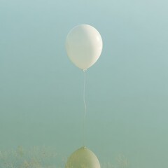 Poster - Weather Balloon Ascending with Scientific Instrument in Minimalist Sky Background for Atmospheric Research and Environmental Monitoring Innovation