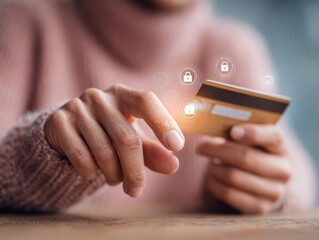 Aufkleber - Modern Professional Secure Digital Payment Concept with Holographic Lock Icons Premium Online Banking Security for Confident Financial Transactions