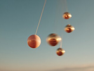 Aufkleber - Modern Premium Newtons Cradle Pendulum Swing with Metal Balls Demonstrating Kinetic Energy for Corporate Strategy and Executive Office Marketing Content