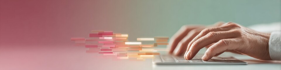Poster - Professional Hands Typing on Laptop with Holographic Scheduling Interface Modern Digital Workflow Optimization for Strategic Business Success and Branding Campaigns