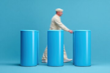 Aufkleber - Professional Modern Employee Passing Through Turnstile Access for Secure Workplace Entry Authentic Corporate Security Content for Business Marketing Campaigns
