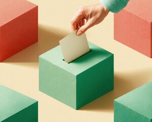 Aufkleber - Modern High-Quality Voting Ballot Submission Concept with Hand Casting Vote Authentic Civic Engagement for Professional Marketing and Social Media Campaigns
